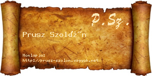 Prusz Szolón névjegykártya